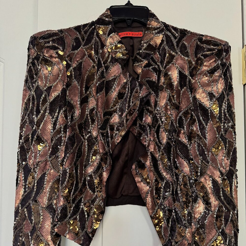 Alice + Olivia Sequin Cropped Jacket